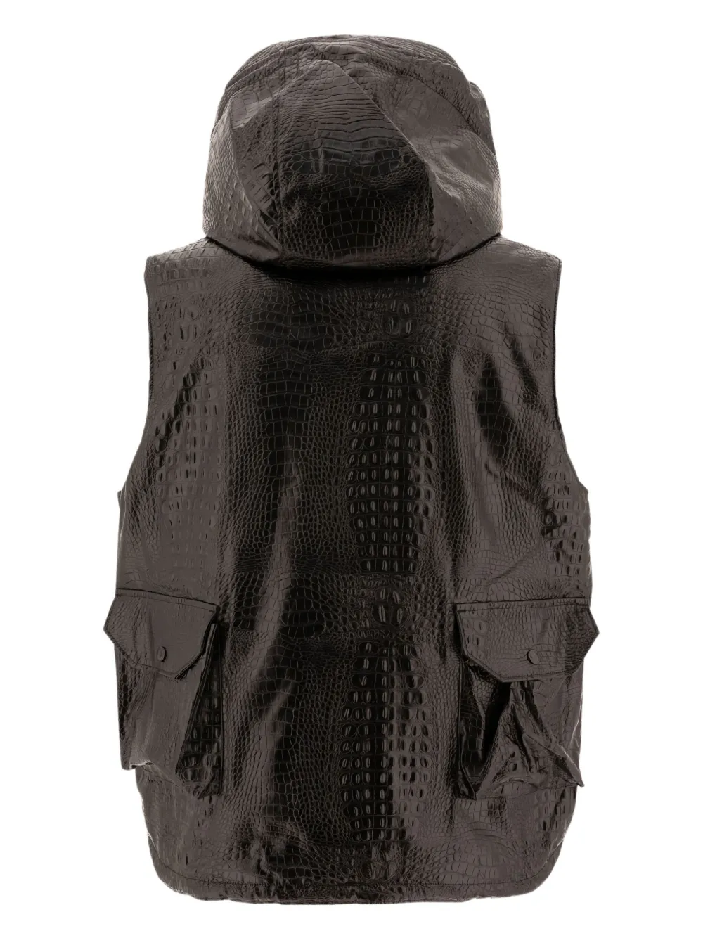 Engineered Garments hooded crocodile-effect vest | Waistcoats & Gilets | Image 2