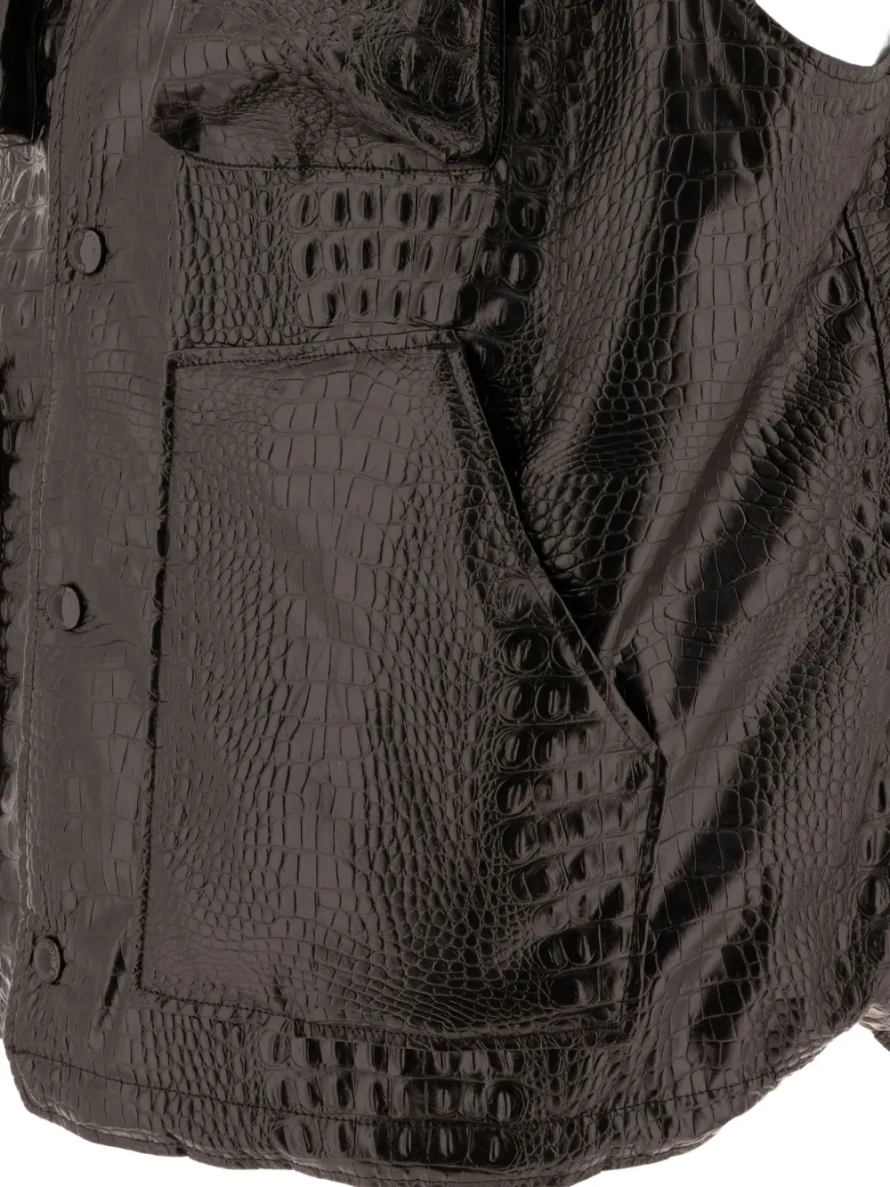 Engineered Garments Hooded Crocodile-effect Vest In Black