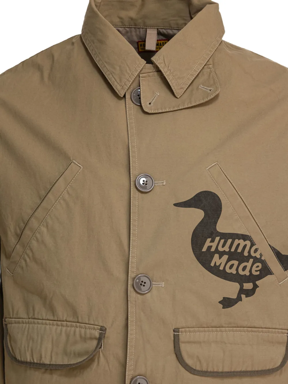 Human Made duck-print button-fastening jacket Beige