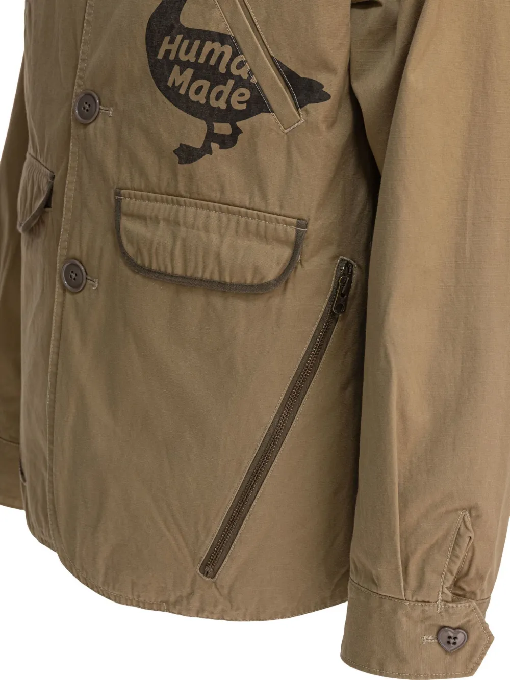 Human Made duck-print button-fastening jacket Beige