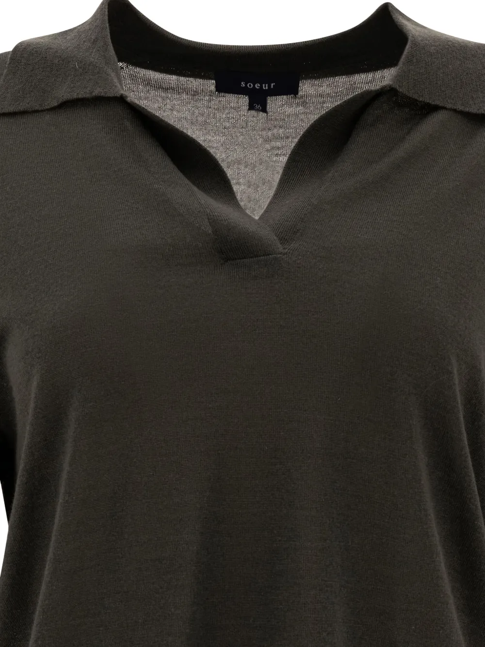 Soeur Polo-neck Short-sleeve Top In Green