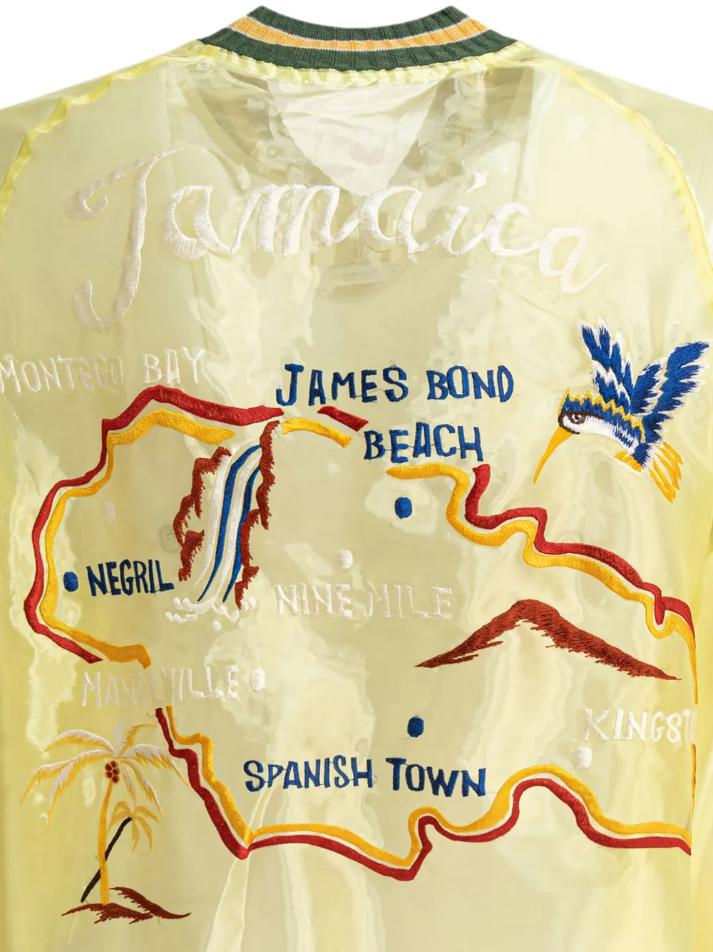 Kapital Embroidered-bird-map Jacket In Yellow