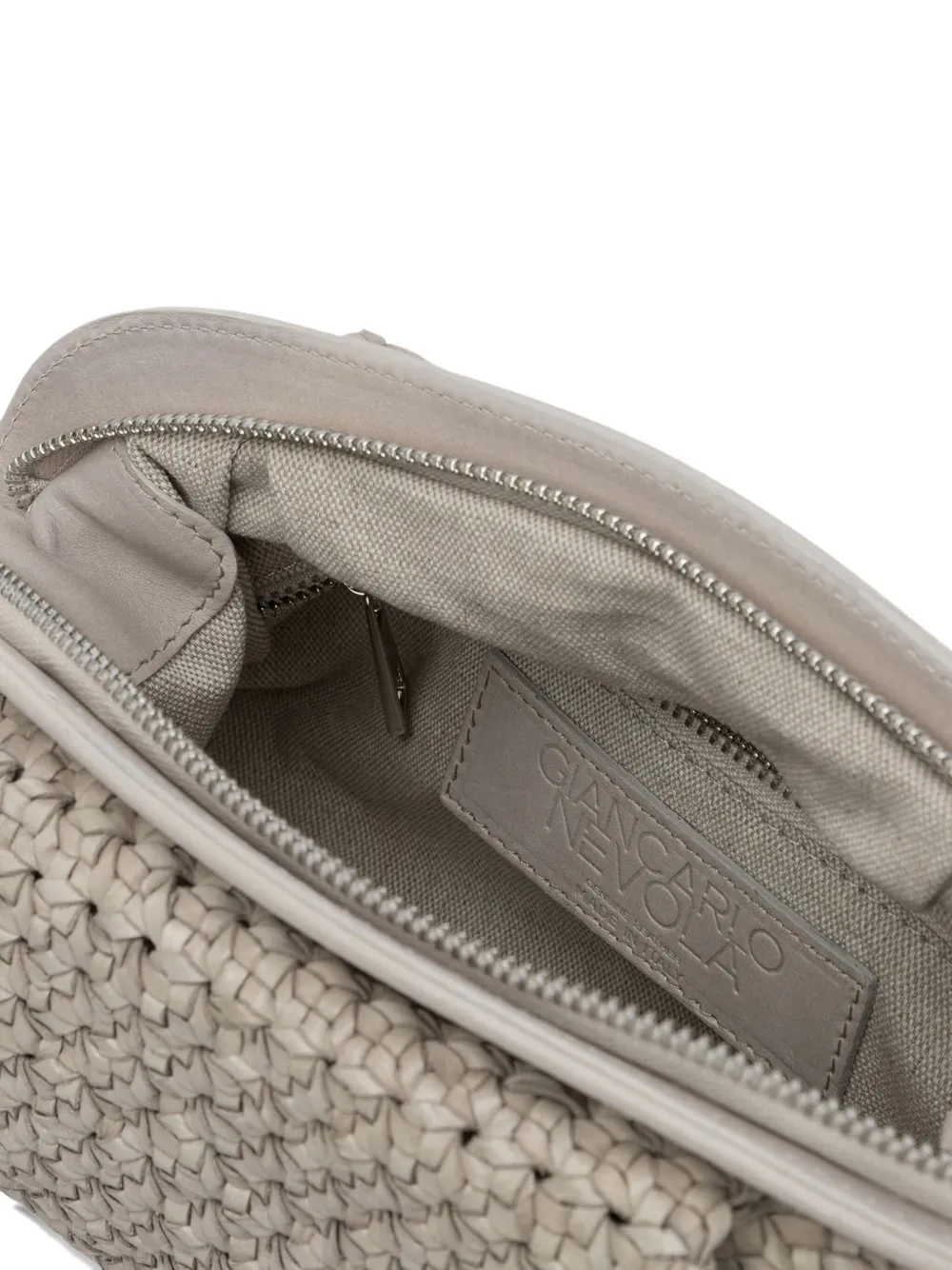 Reptile's House Geweven leren clutch Grijs