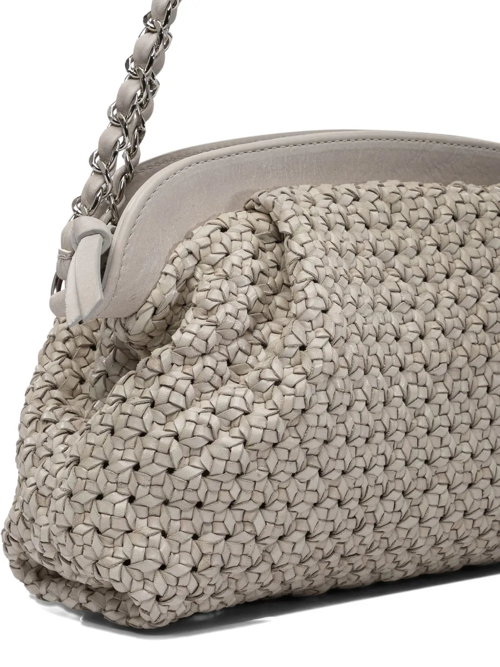 Reptile's House Geweven leren clutch Grijs