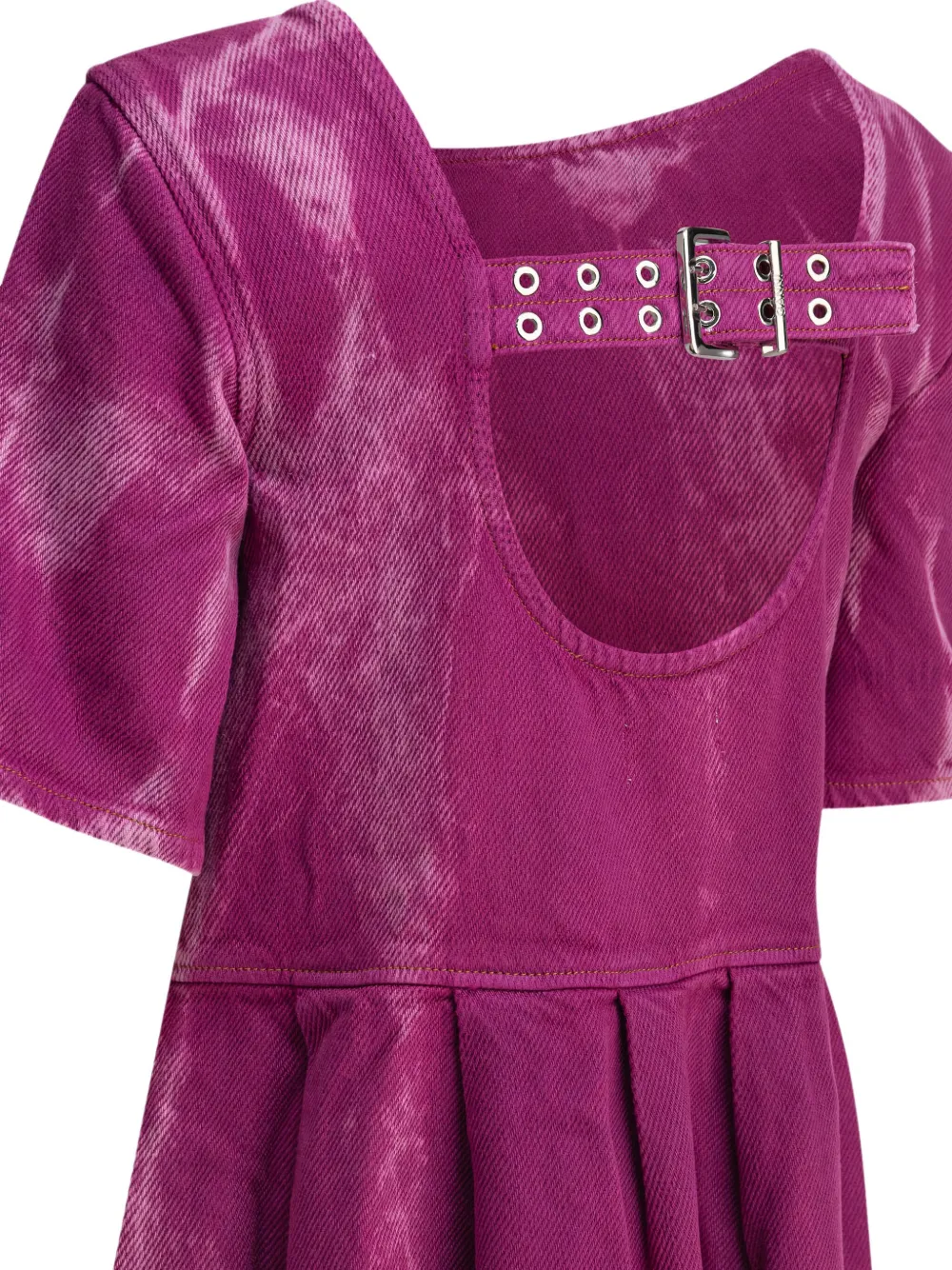 GANNI buckle-fastening pleated midi dress Roze