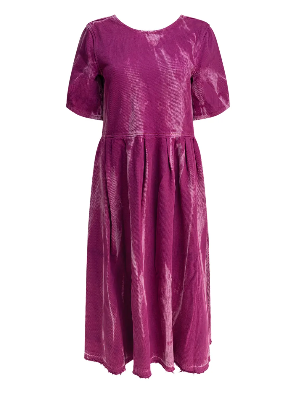 GANNI buckle-fastening pleated midi dress Roze