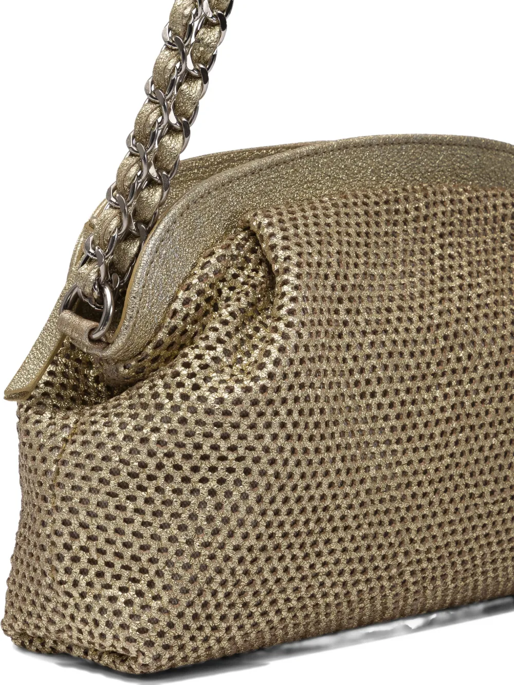 Reptile's House Perforated Lambskin Chain-strap Shoulder Bag In Gold