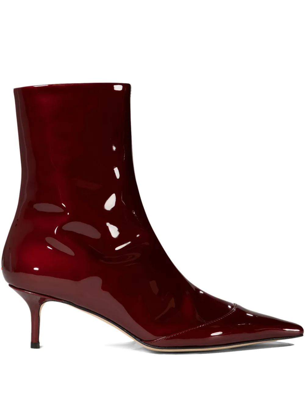 Aeyde 55mm Roe patent-leather pointed-toe ankle boots Red
