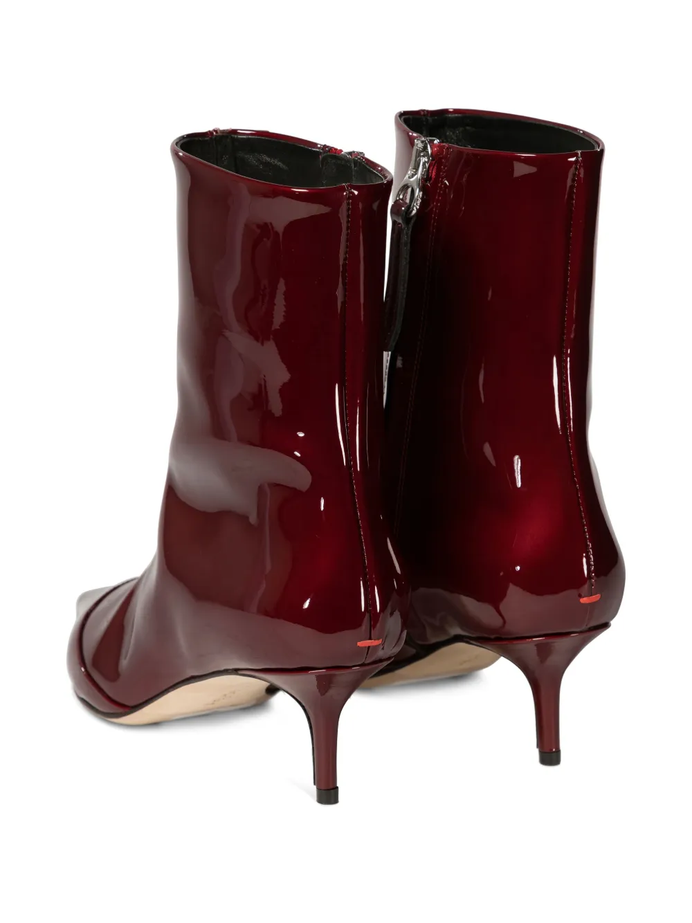 Aeyde 55mm Roe patent-leather pointed-toe ankle boots Red