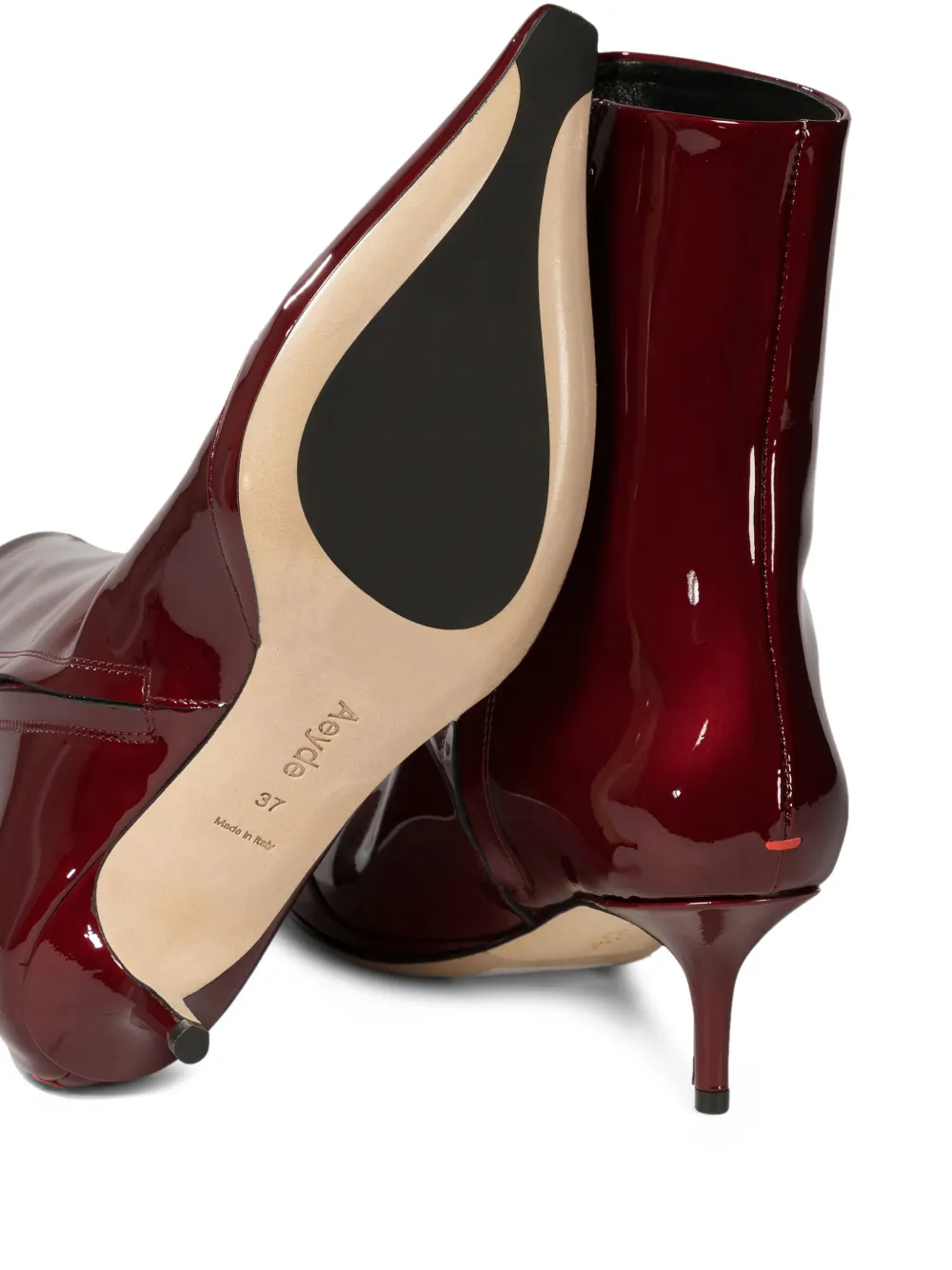 Aeyde 55mm Roe patent-leather pointed-toe ankle boots Red