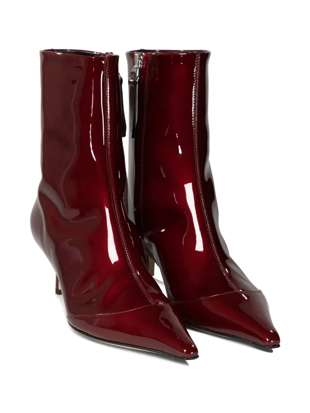 Aeyde 55mm Roe patent-leather pointed-toe ankle boots Red