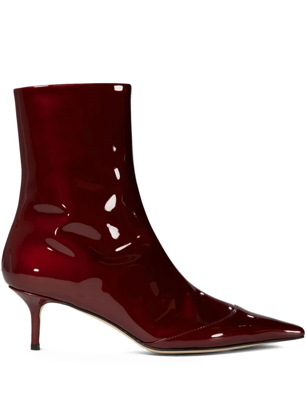 Aeyde 55mm Roe patent-leather pointed-toe ankle boots Red