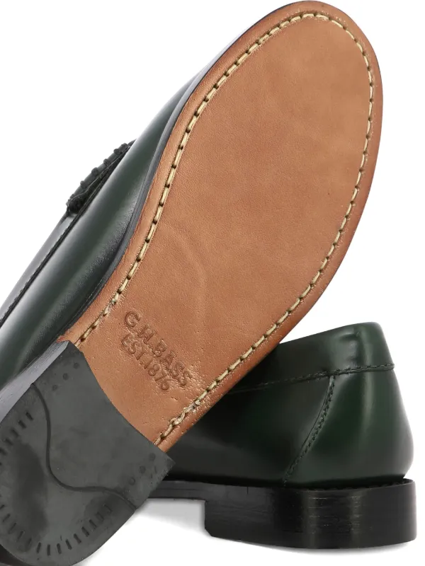 G.H. Bass & Co Size‎ 6 1/2 M Dark Green Leather Bucks Dark Green Loafers Womens | Green Leather Loafers Womens  main image 2