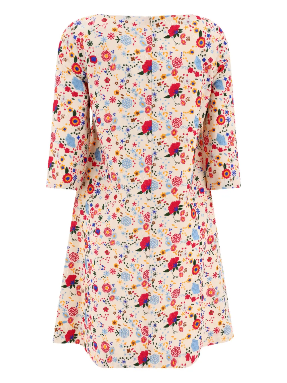 Ines De La Fressange floral-embroidered mini dress - Beige