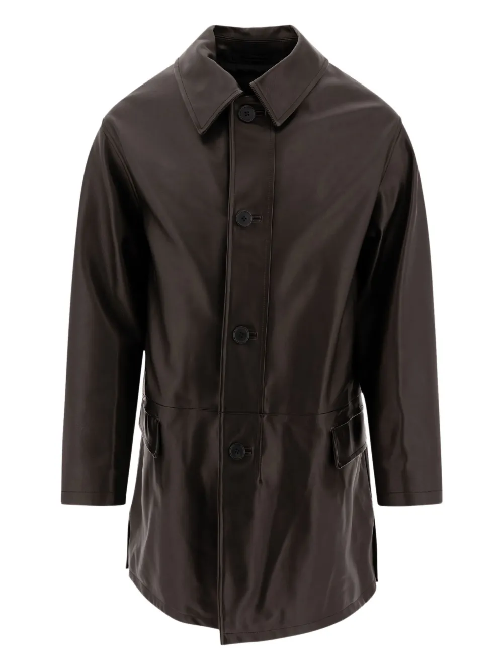 button-fastening leather jacket