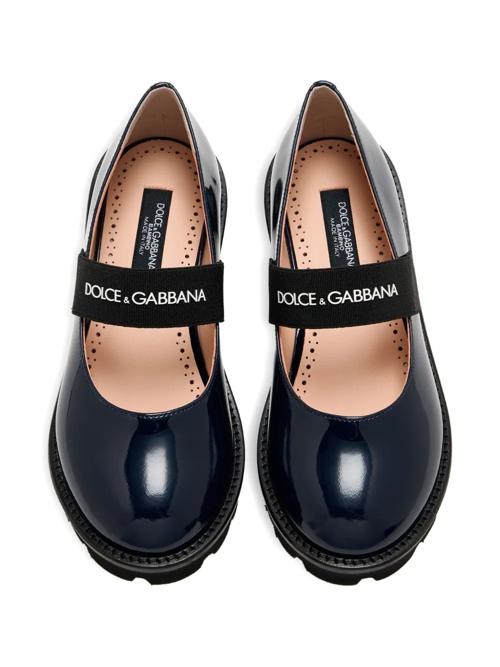 Dolce & Gabbana Kids patent-leather ballerina shoes Blue