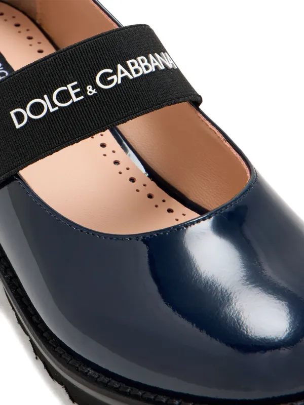 Dolce & Gabbana Kids エナメルレザー フラットシューズ | ブルー 