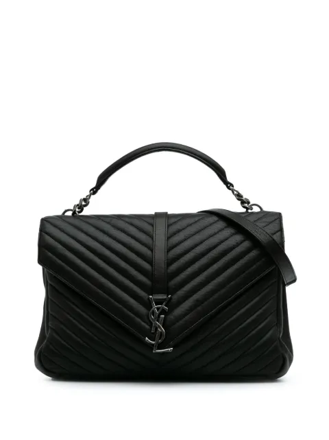 Saint Laurent Pre-Owned 2017 Large Monogram Chevron Sheepskin College Bag satchel