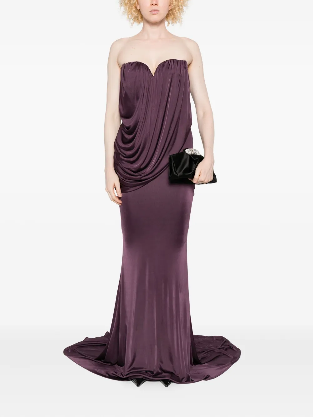 Giuseppe Di Morabito draped strapless dress - Paars
