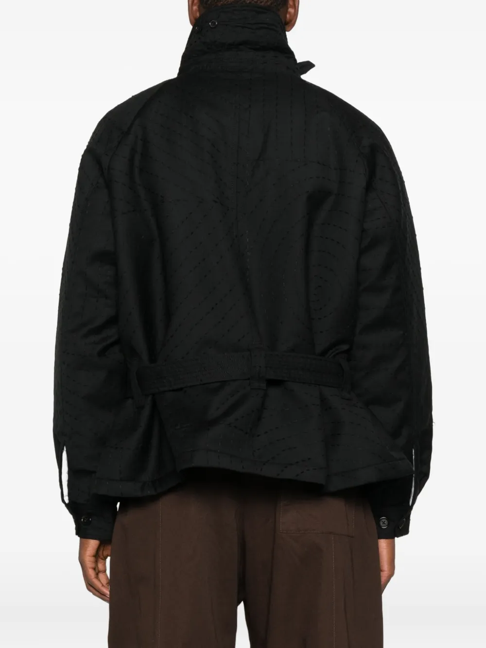 Glass Cypress Belted Double-breasted Coat In Black