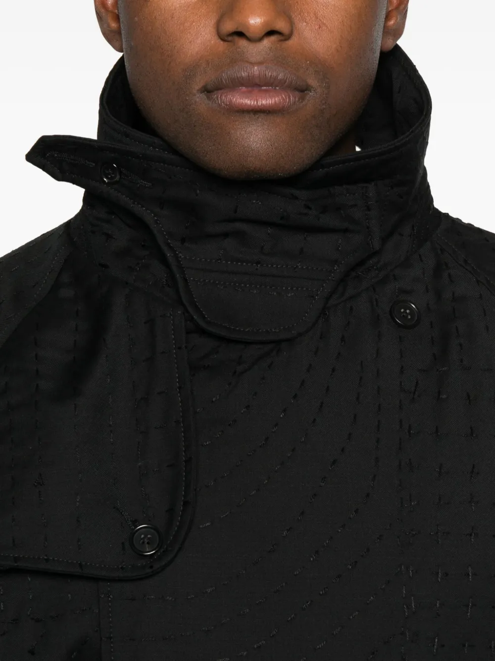 Glass Cypress Belted Double-breasted Coat In Black