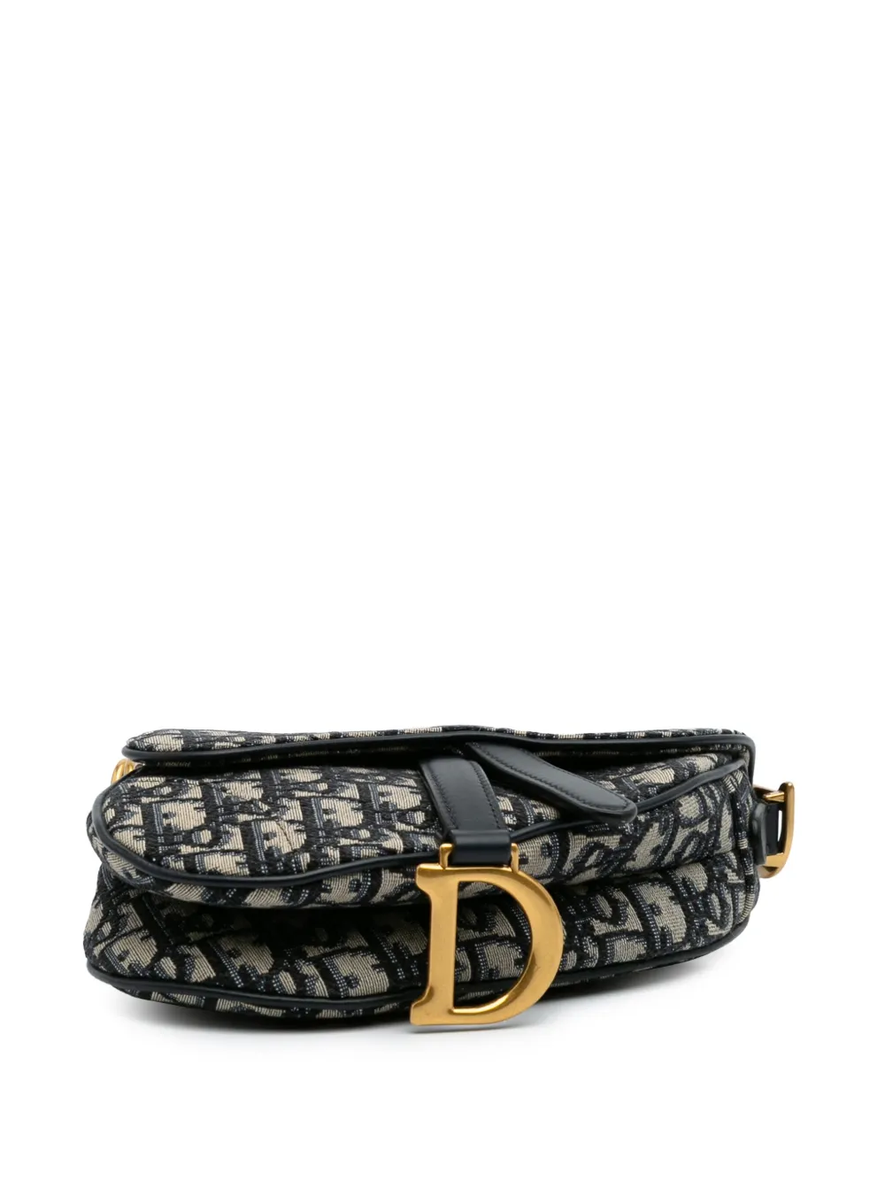 Pre-owned Dior 2020 Mini Oblique Canvas Saddle Bag Satchel In Blue