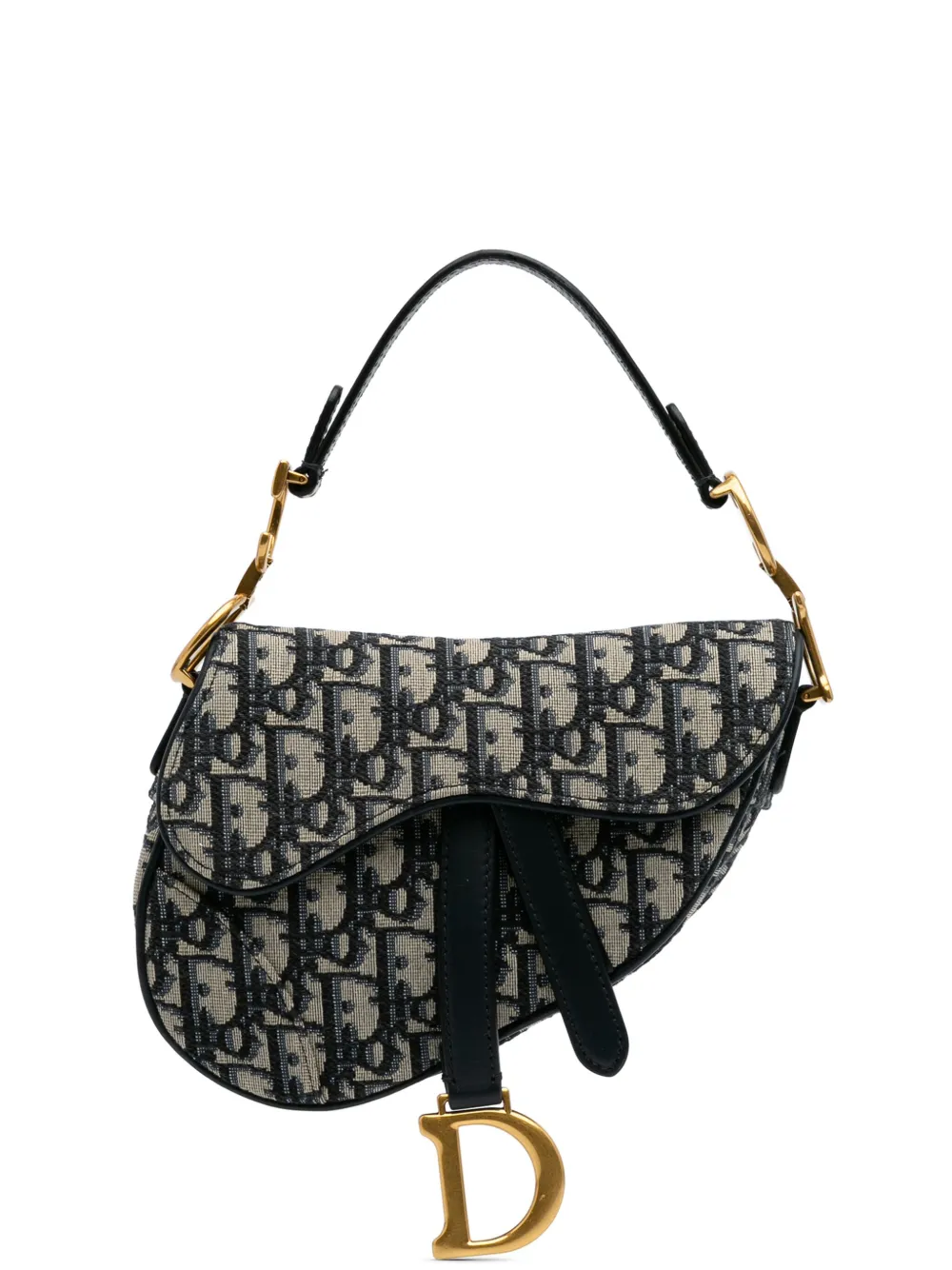 Christian Dior Pre-Owned 2020 Mini Oblique Canvas Saddle Bag satchel | Blue | Image 1