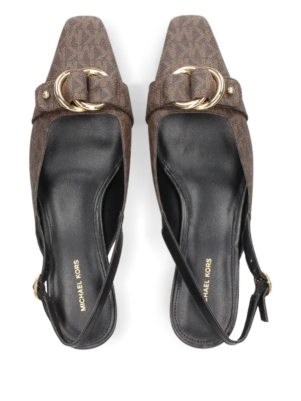 MICHEAL KORS ヒール MICHAEL Michael Kors Kasia 90MM Metallic Leather Slingback Sandals