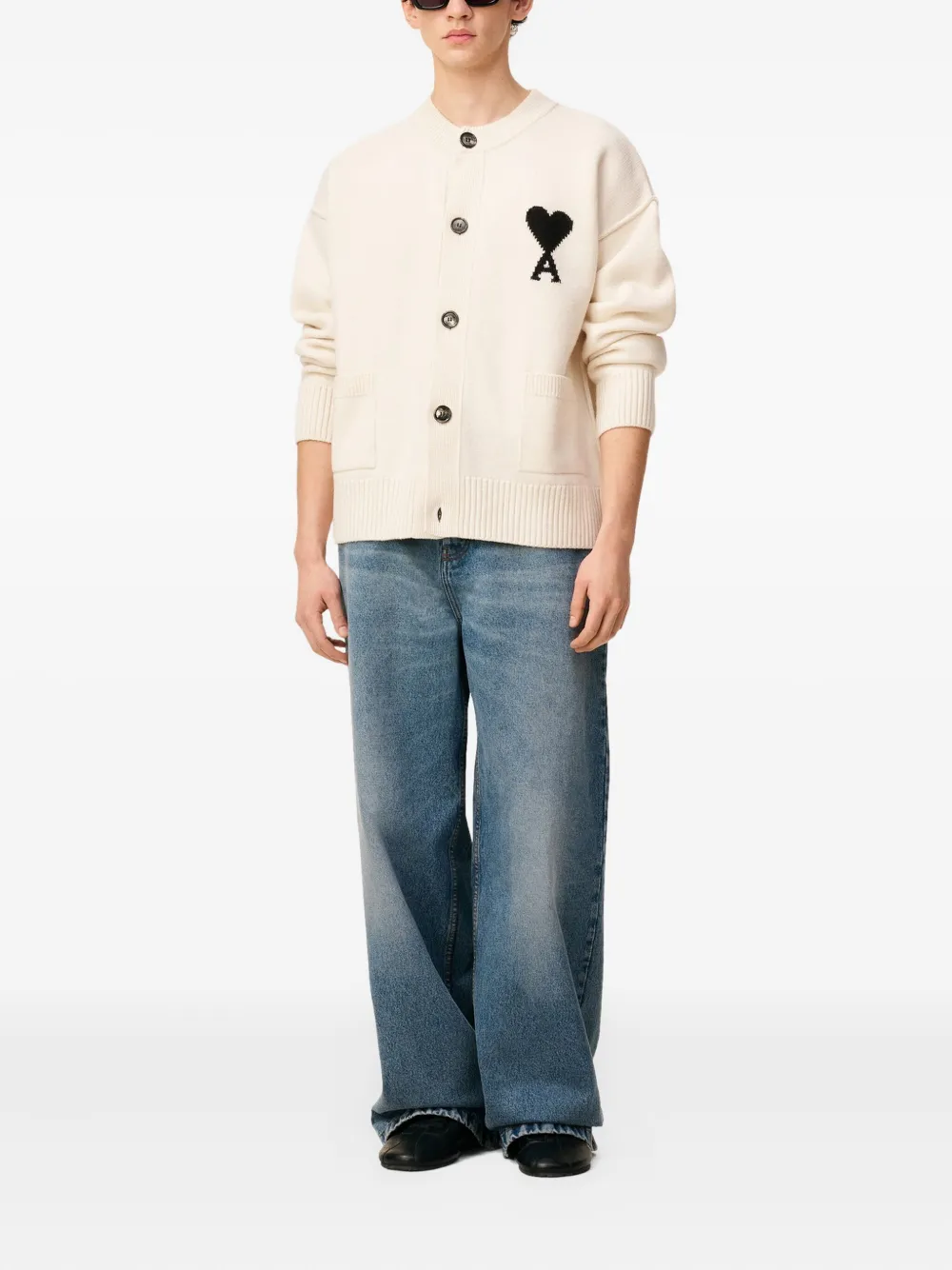 AMI Paris Vest met logo Beige