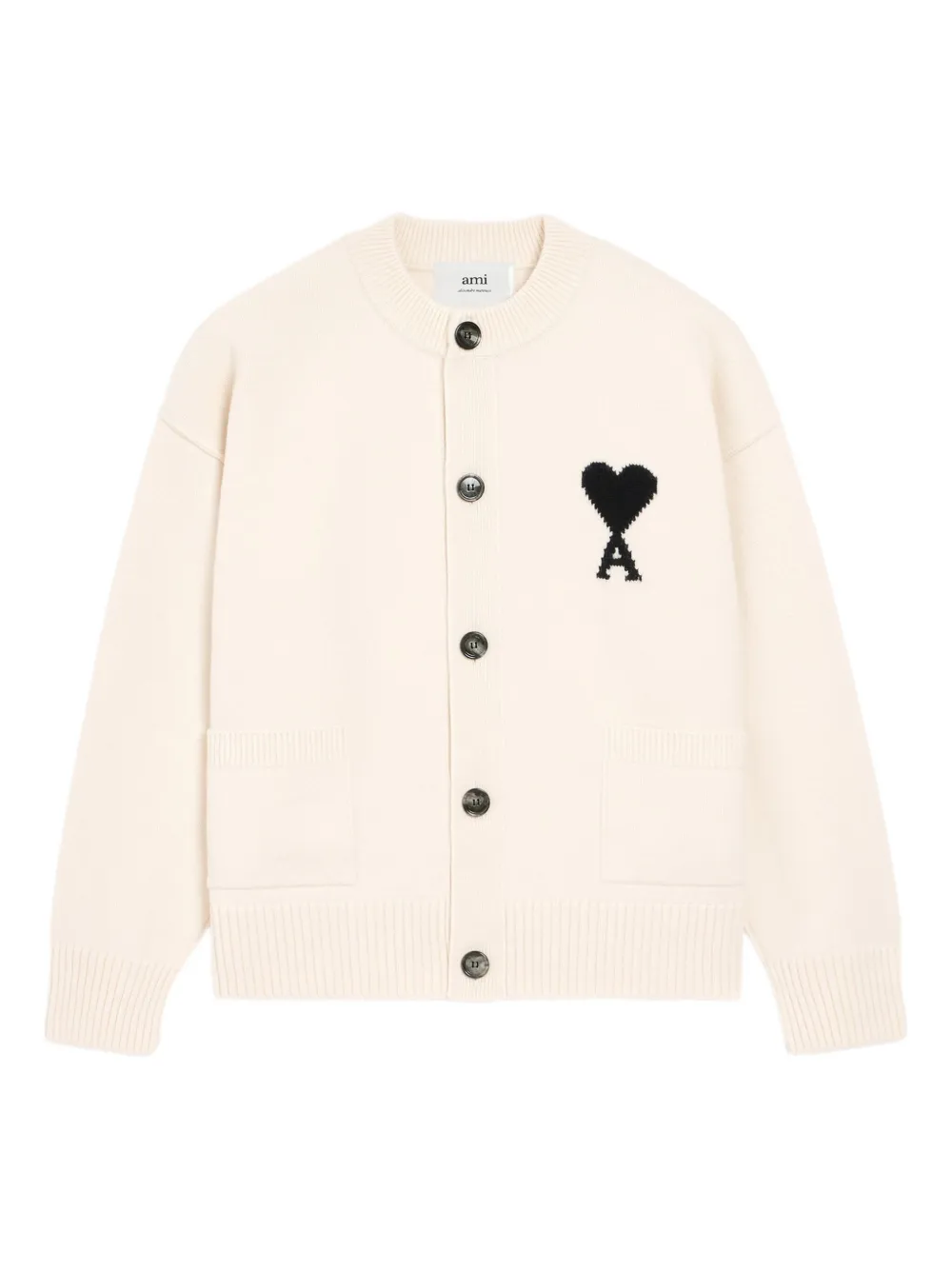 Ami Alexandre Mattiussi Ami De Coeur Cardigan In Neutral