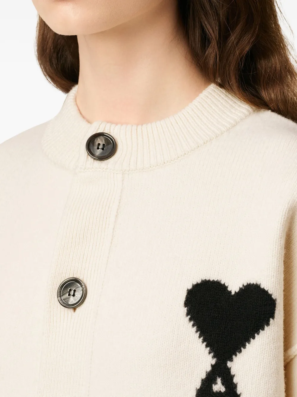 AMI Paris Vest met logo Beige