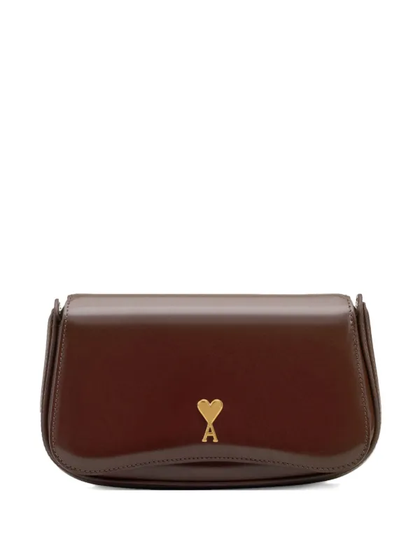 ショルダーバッグ・ポシェット AMI PARIS SMALL CROSSBODY PARIS PARIS BAG\nGLAZED LEATHER Black Full Grain Leather Bag Paris Paris | AMI PARIS US