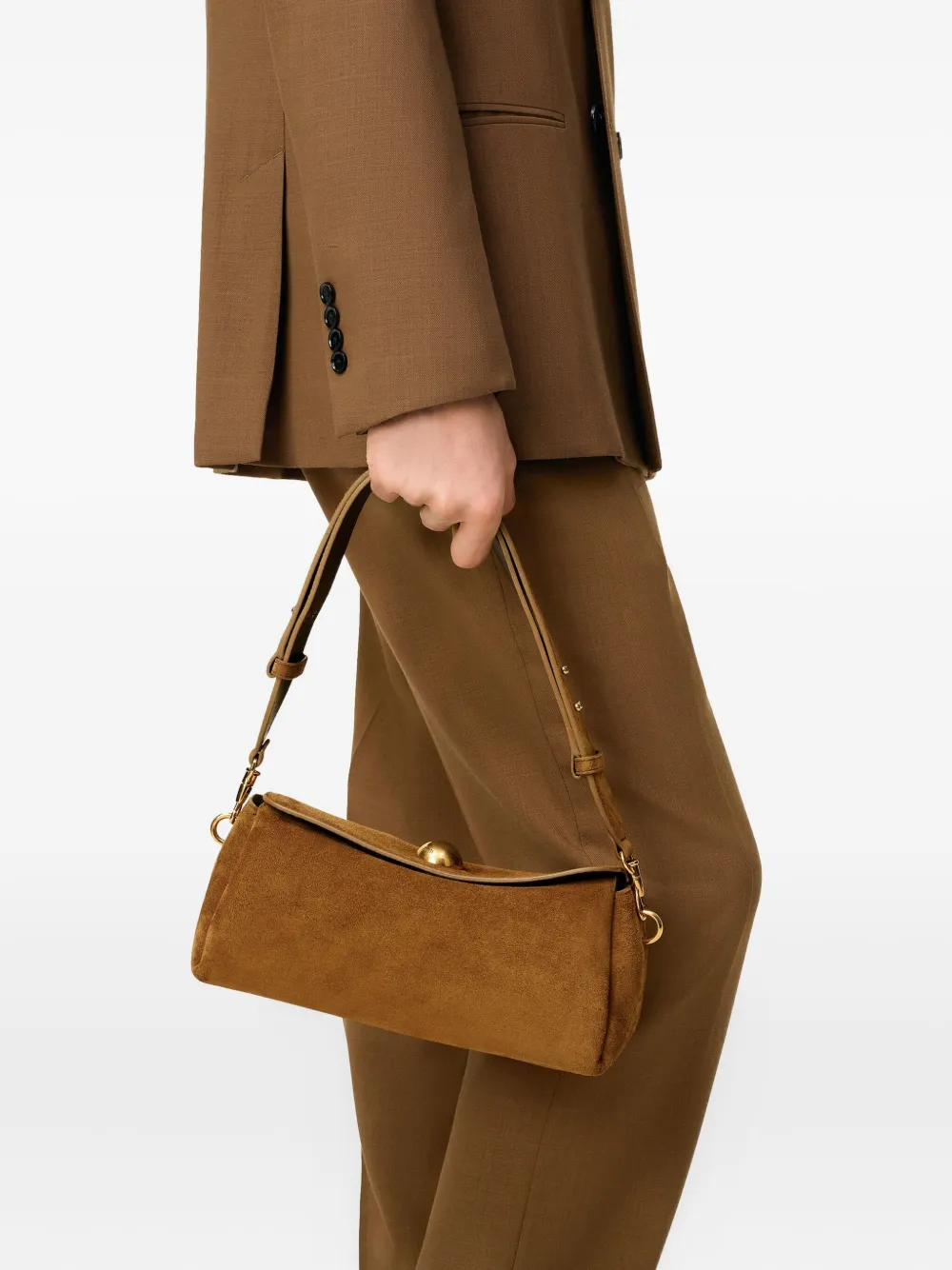 Ami Alexandre Mattiussi Suede Shoulder Bag In Brown