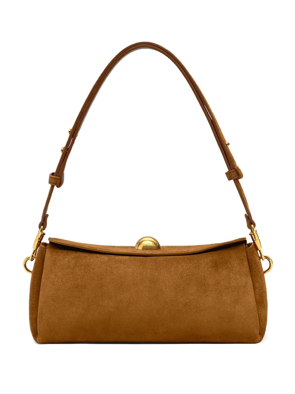 Ami Alexandre Mattiussi Suede Shoulder Bag In Brown