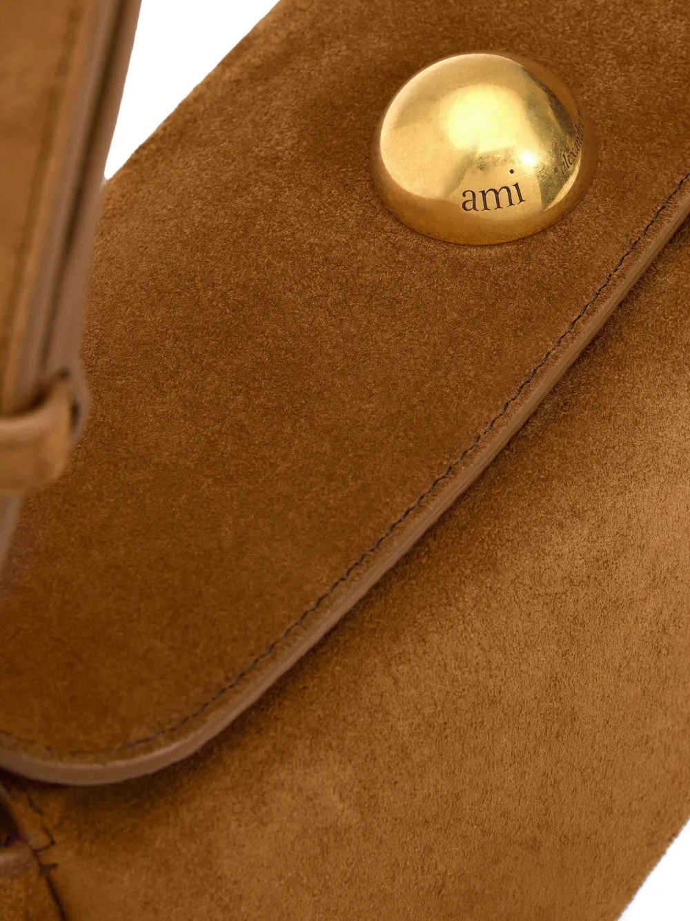 Ami Alexandre Mattiussi Suede Shoulder Bag In Brown