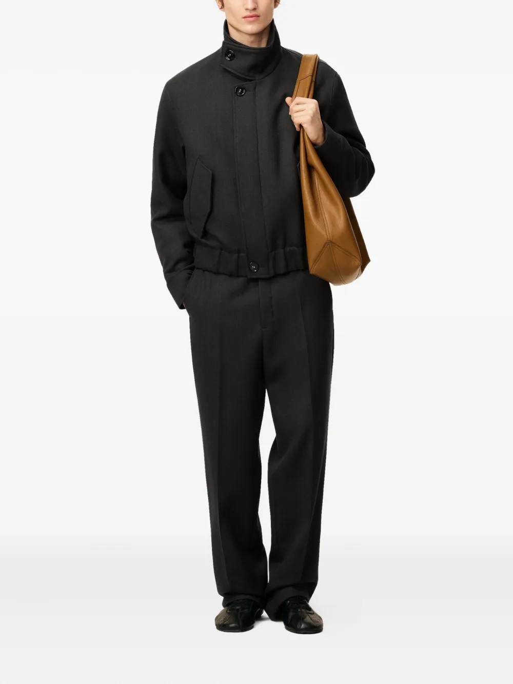 Ami Alexandre Mattiussi Harrington Wool Gabardine Jacket In Animal Print
