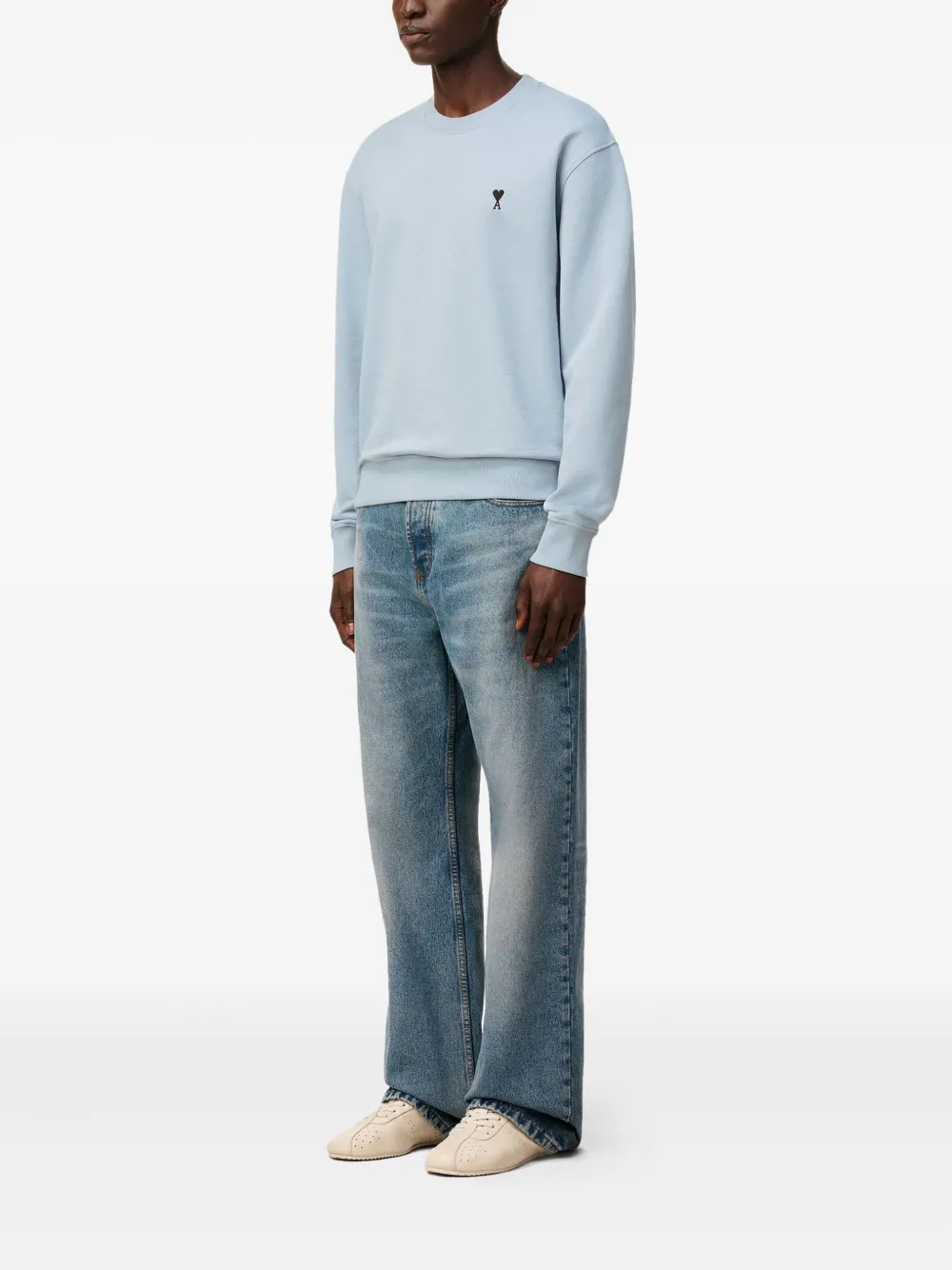 AMI Paris logo-embroidered sweatshirt Blauw