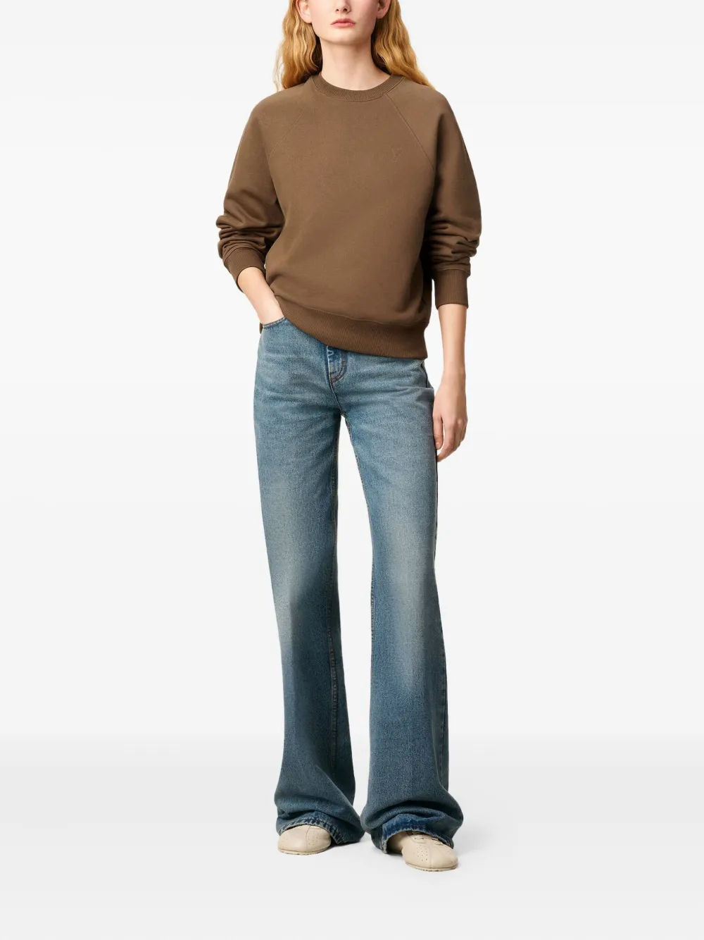 AMI Paris Sweater met logo Bruin