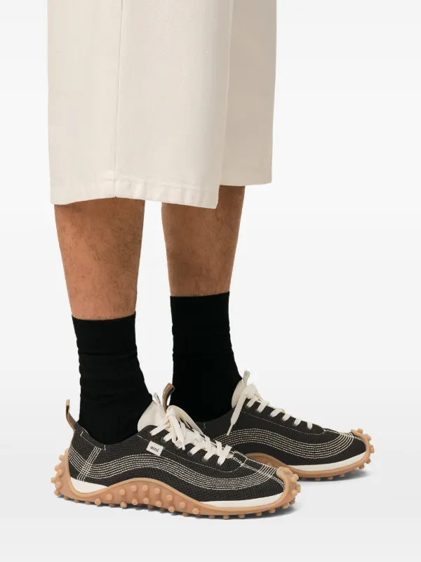 AMI Paris logo-patch Mesh Sneakers | Black | FARFETCH
