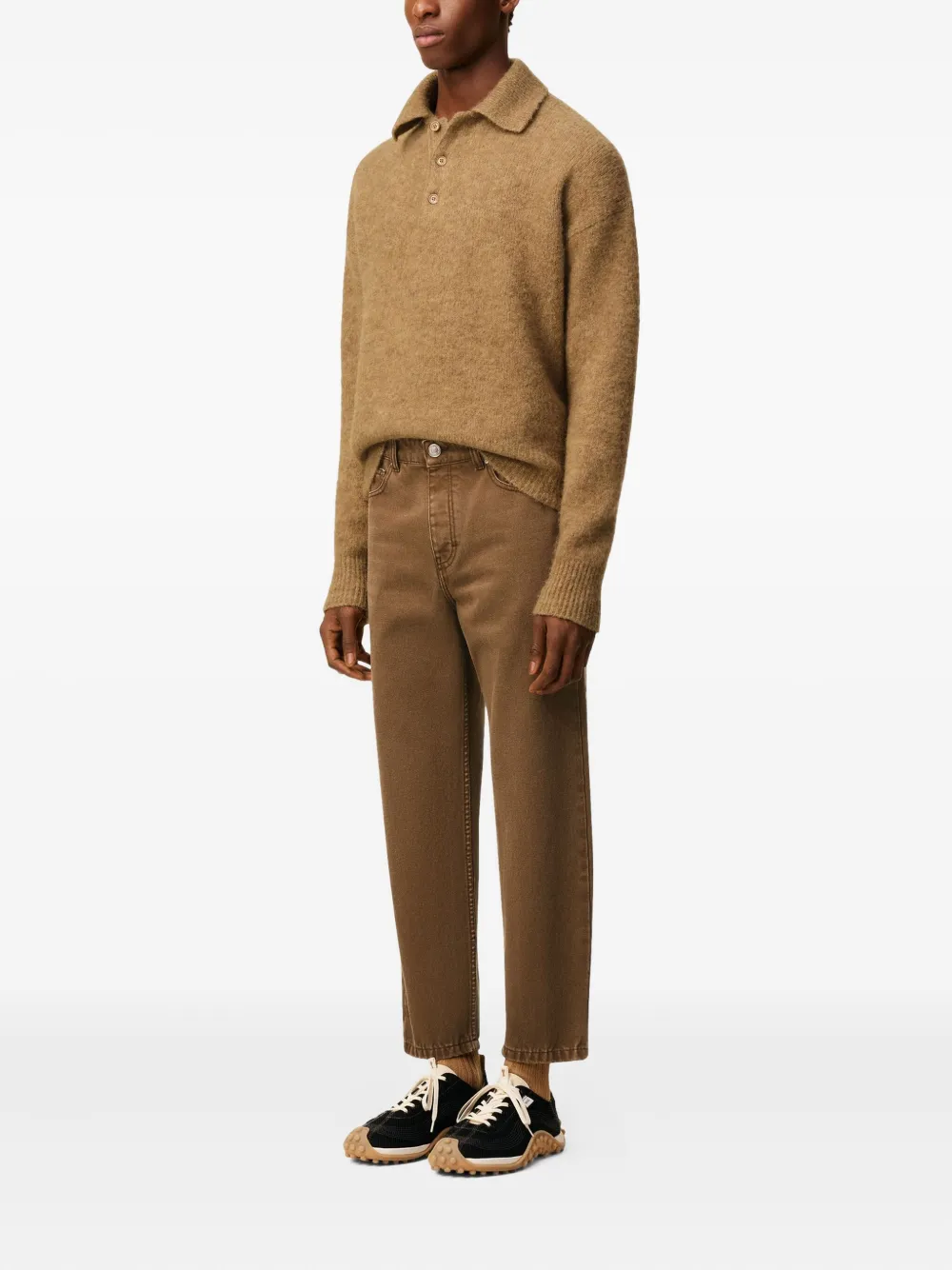 Ami Alexandre Mattiussi Brown Cotton Tapered Fit Jeans Brown In Brown