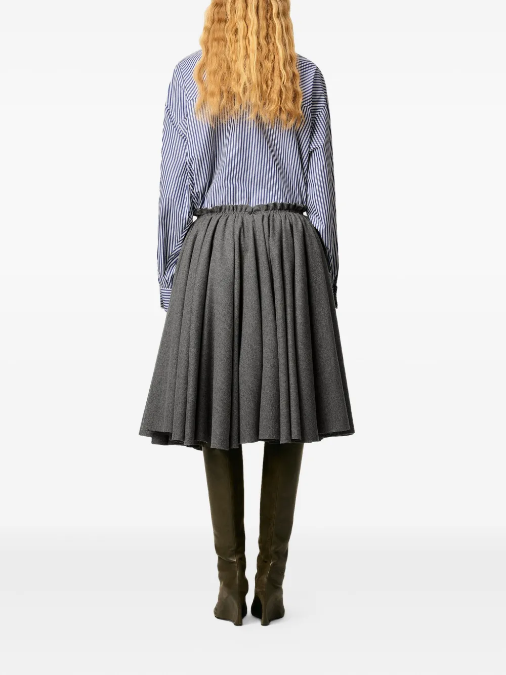 Ami Alexandre Mattiussi Grey Wool Midi Corolla Skirt Grey In Gray