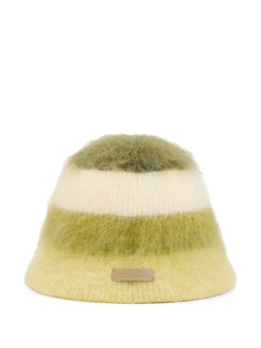 AMI Paris Gestreepte mohair vissershoed Groen