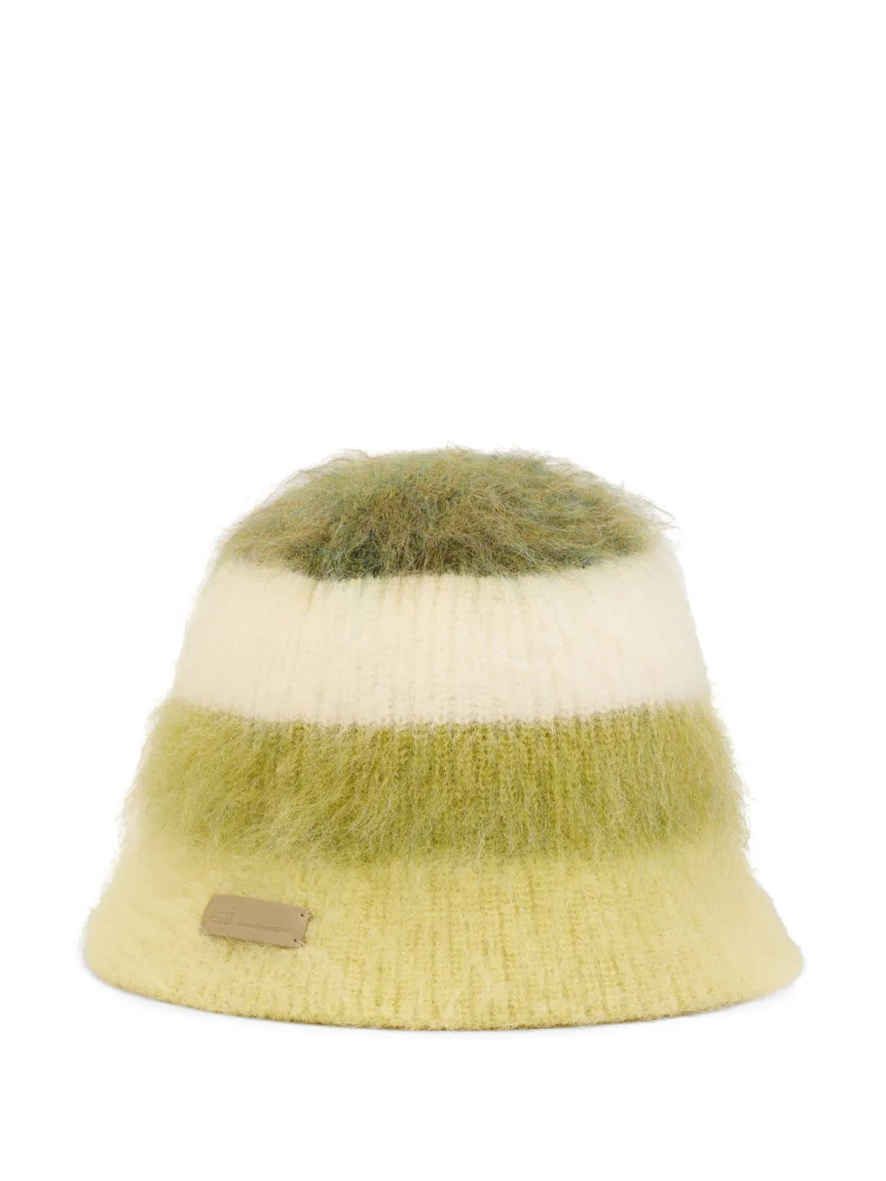 AMI Paris Gestreepte mohair vissershoed Groen