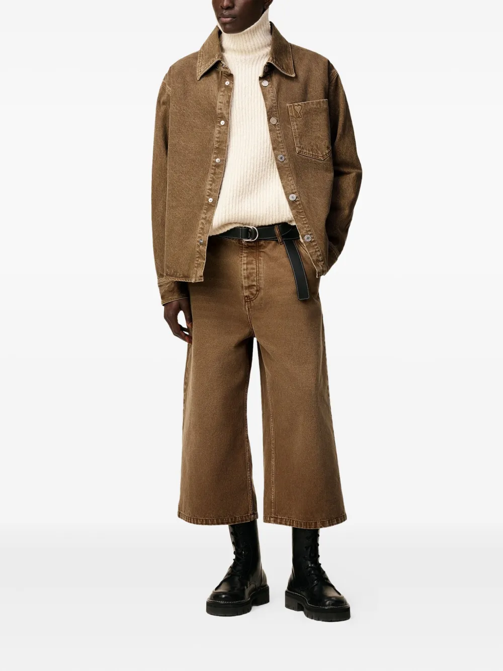 AMI Paris Ami De Coeur katoenen shirtjack Bruin