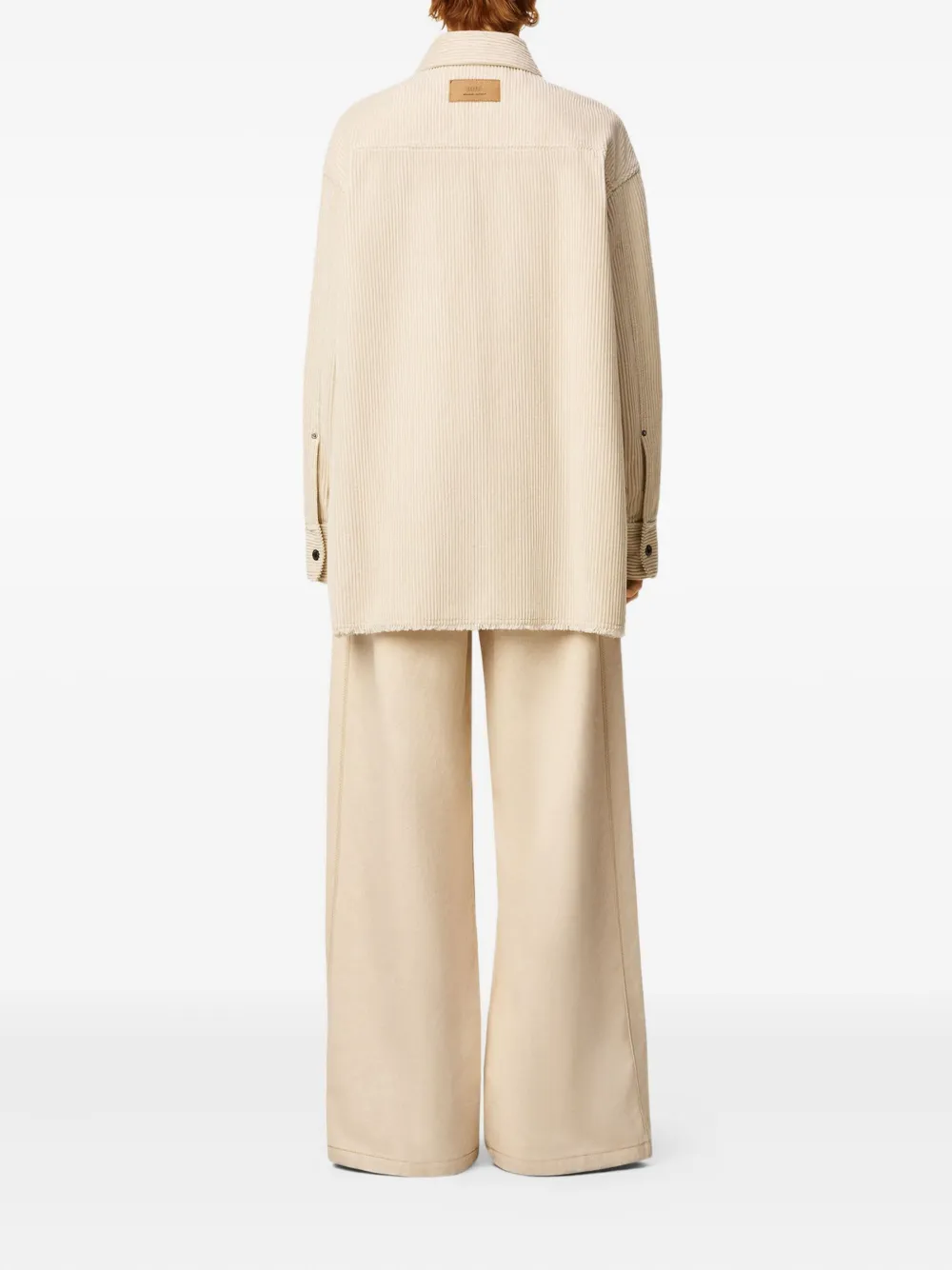 Ami Alexandre Mattiussi White Cotton Corduroy Side Slit Overshirt White In Gray