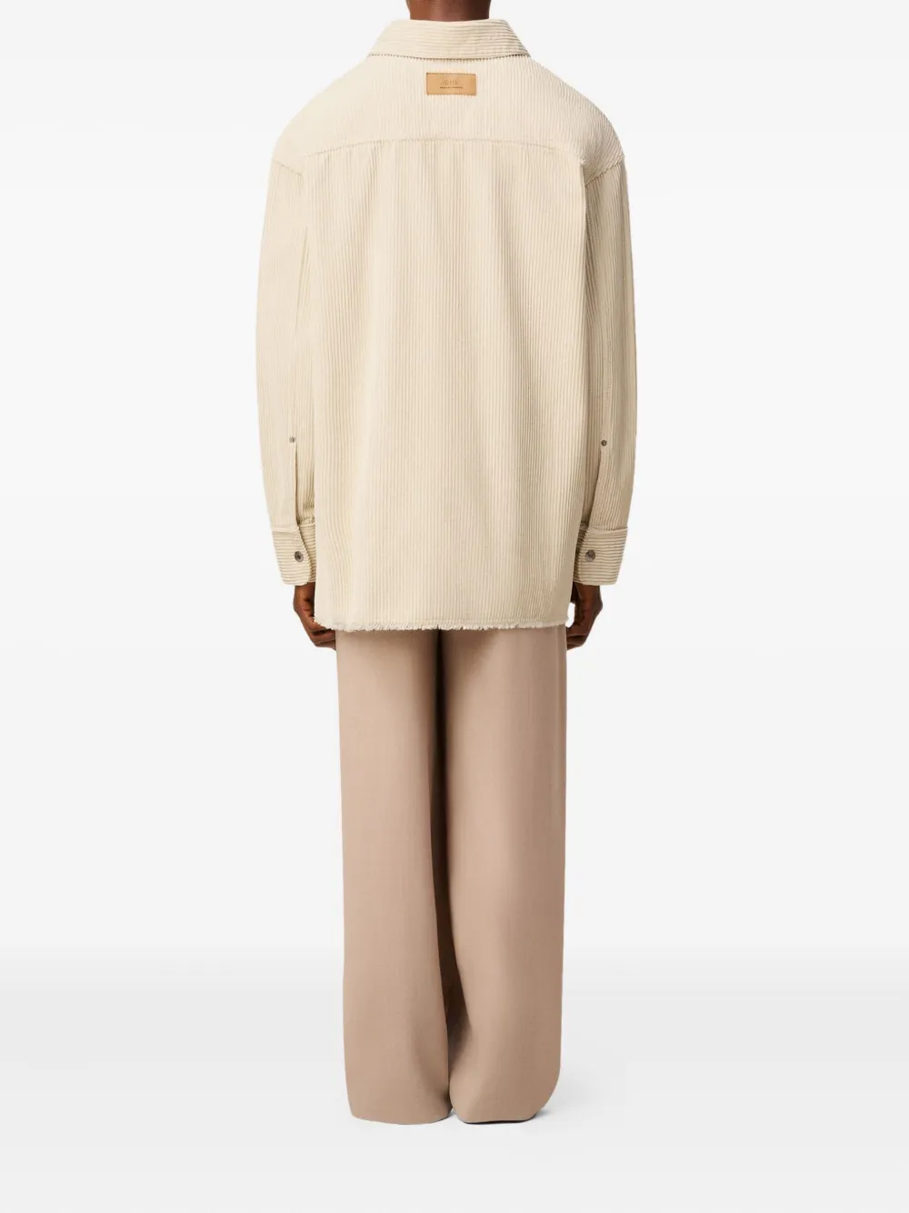 Ami Alexandre Mattiussi White Cotton Corduroy Side Slit Overshirt White In Gray