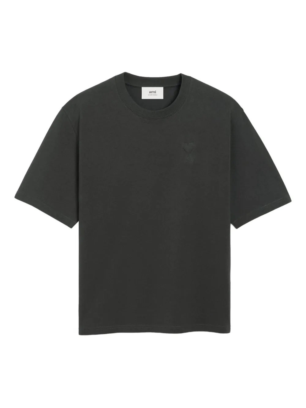 heart-embossed cotton T-shirt