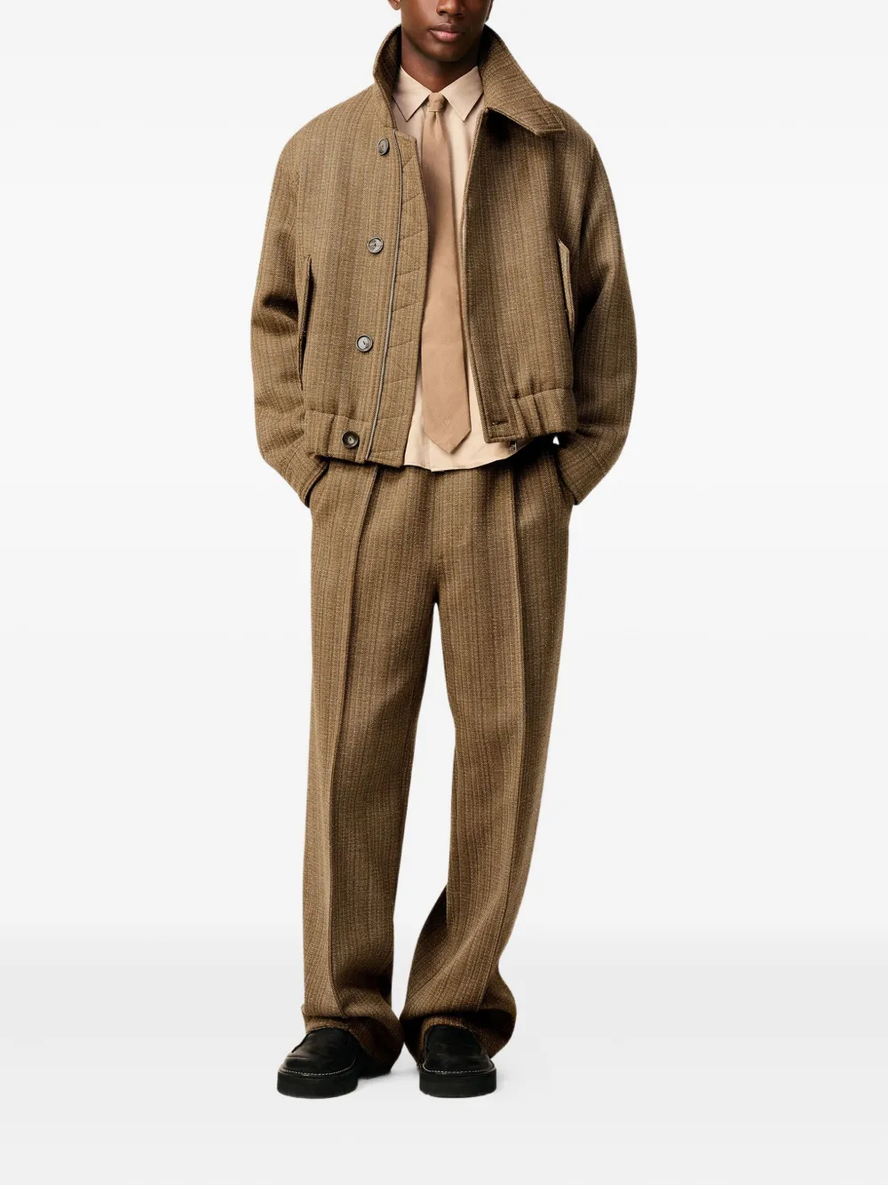 AMI Paris herringbone elasticated wool trousers | Straight-Leg Pants | Image 2