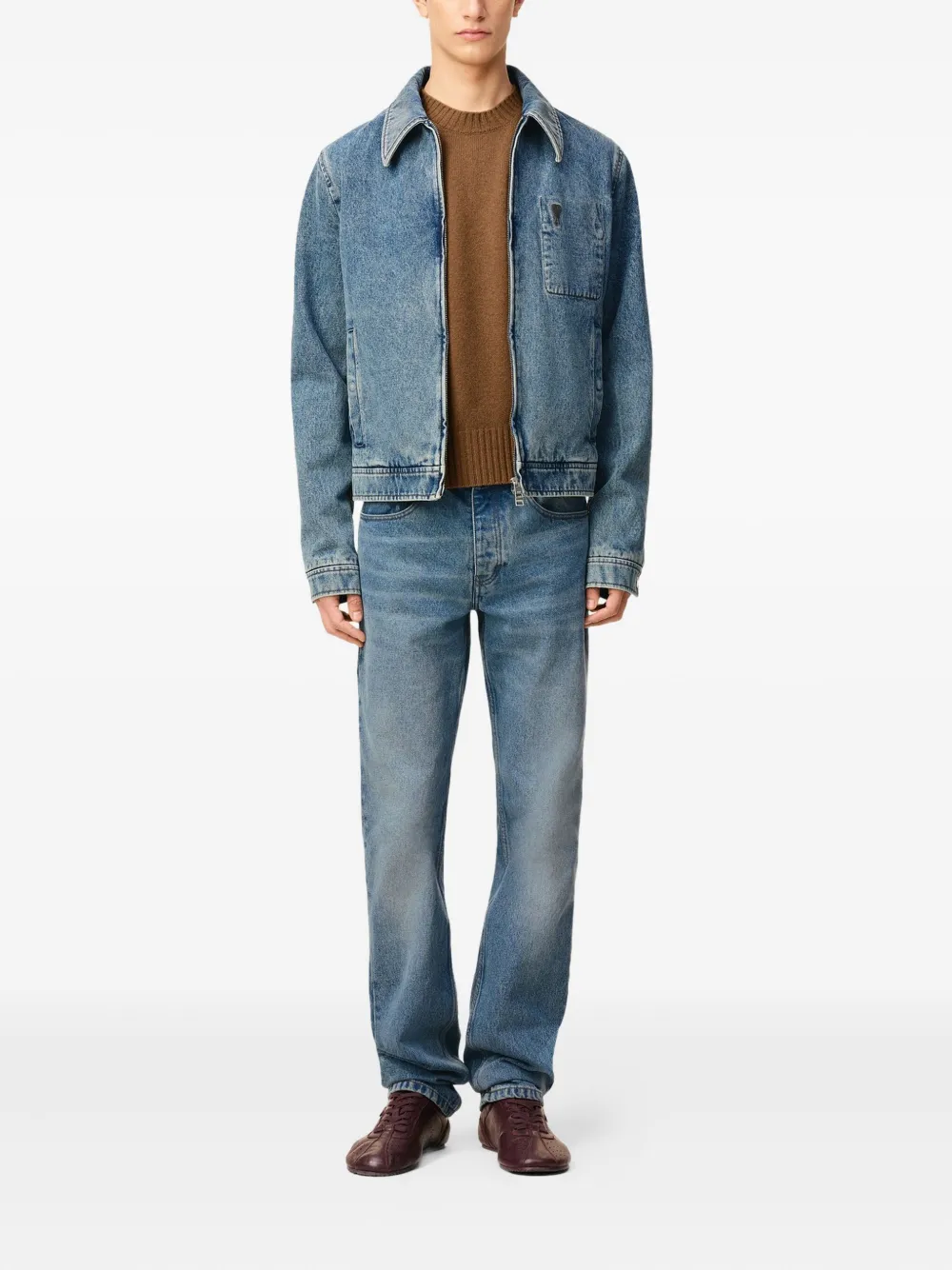 AMI Paris Ami De Coeur denim jack Blauw
