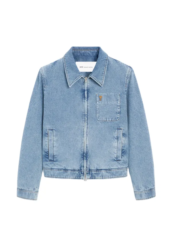 AMI Paris Ami De Coeur ジップアップ ジャケット | ブルー | FARFETCH JP